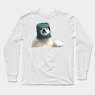 Adorable Polar Bear Cub in helmet Long Sleeve T-Shirt